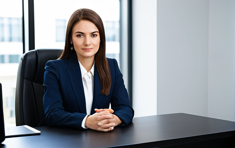 **

A professional businesswoman in a modest business suit, sitting at a desk in a modern office. Fully clothed, appropriate attire, safe for work. Perfect anatomy, natural proportions, professional photography, high quality.

**